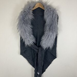 Evelyne Prelonge Faux Fur Cashmere Blend Scarf Made In France Triangle